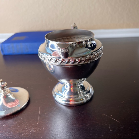 Vintage Sheridan Silver-plate Creamer, Bud Vase, Copper Kitchen, Elegant Holiday - Picture 5 of 8